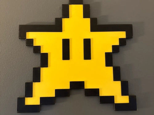 8-Bit Mario Star 3D printed wall art