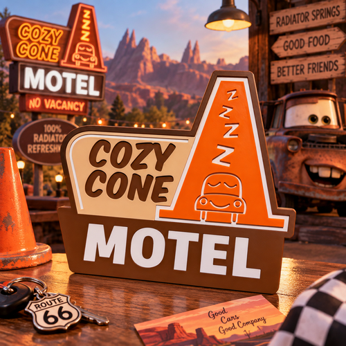 Cars Cozy Cone Inspired 3D Printed Sign themed promotional image