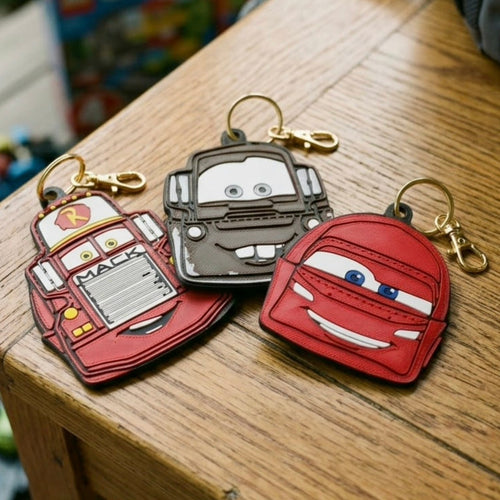 Cars inspired 3D printed keyrings featuring Mack, Mater and Lightning McQueen