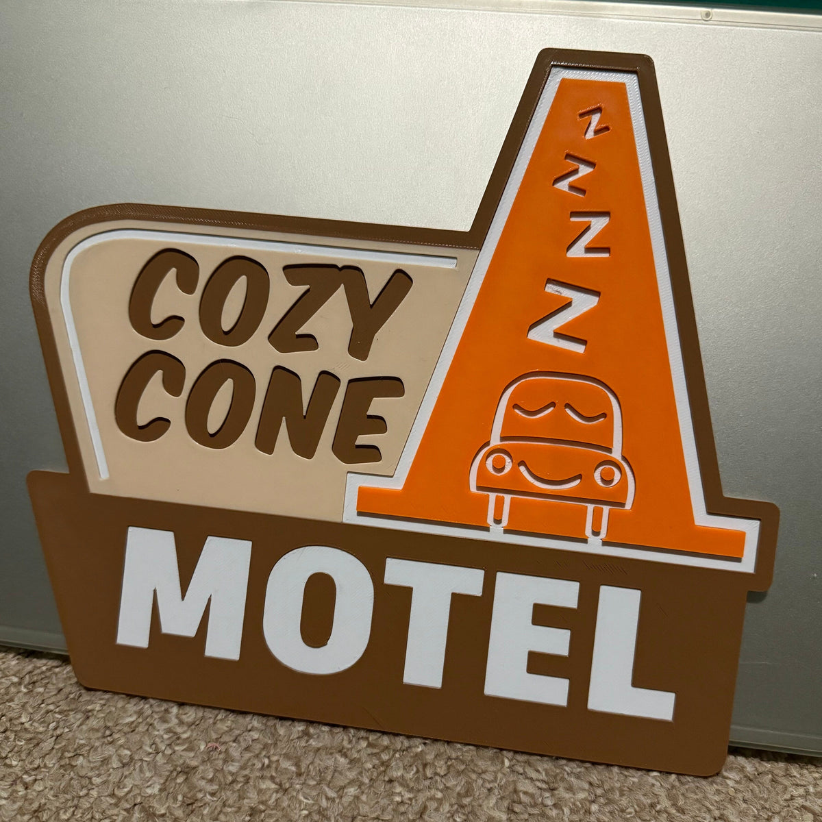 Cars Cozy Cone inspired 3D printed wall sign
