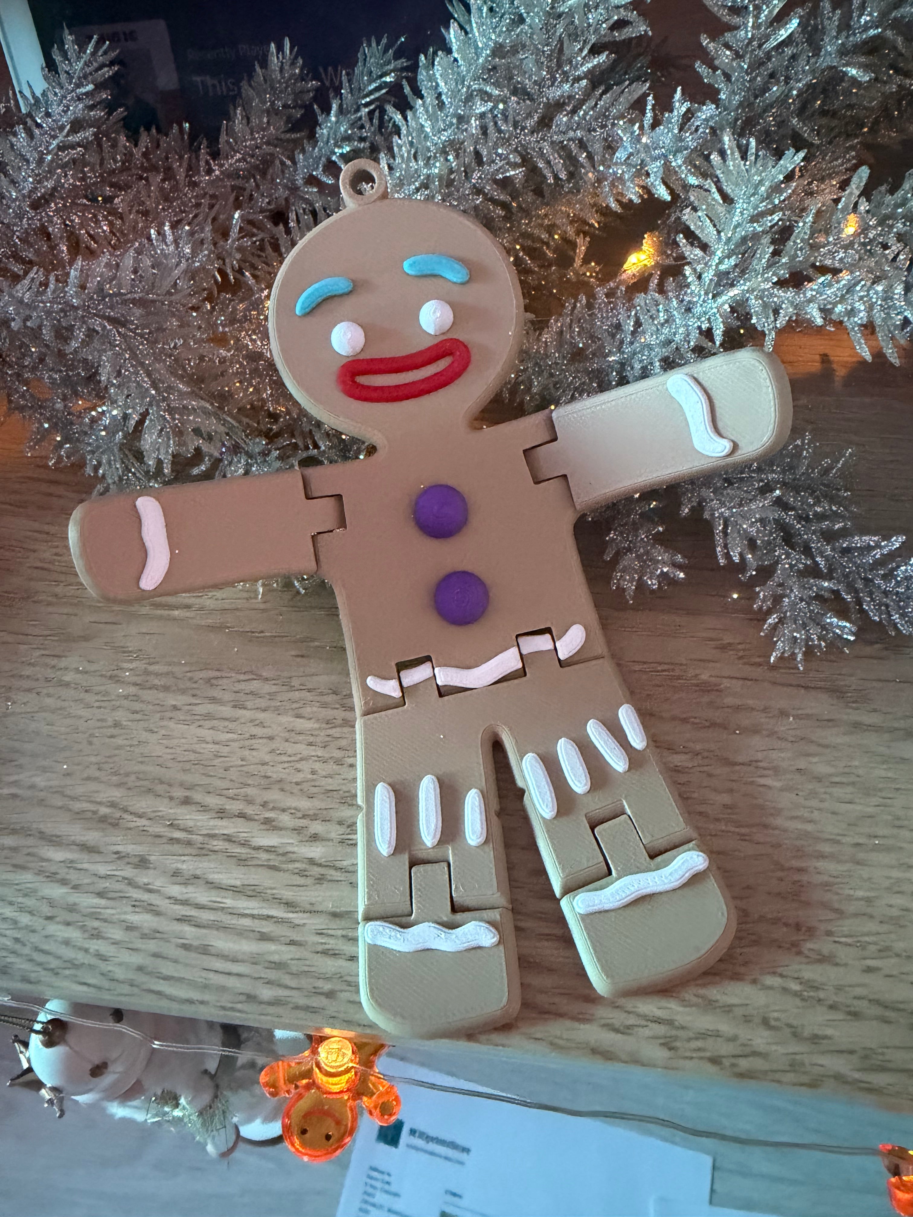 Articulated gingerbread man Christmas decoration