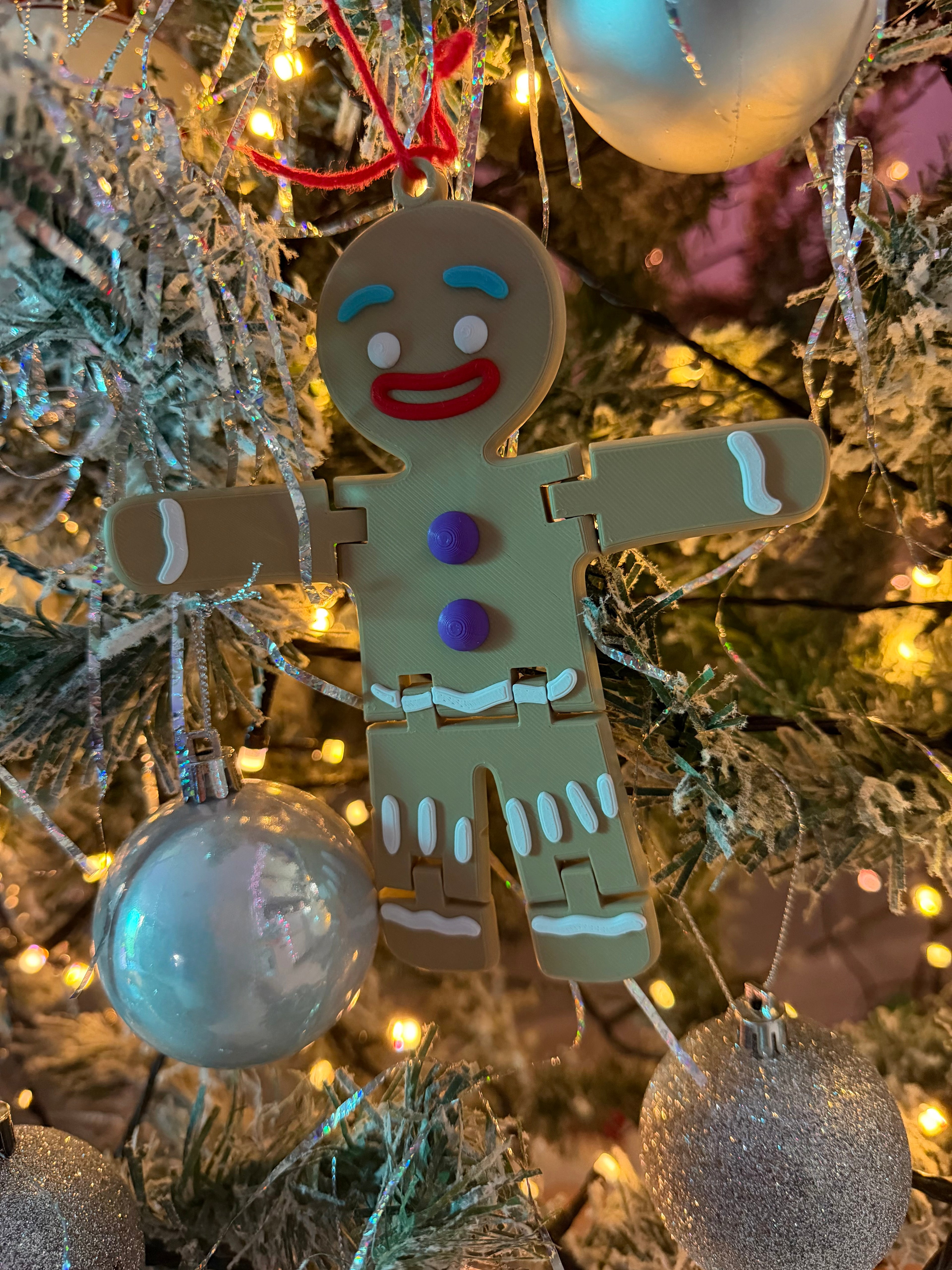 Articulated gingerbread man hanging Christmas tree decoration