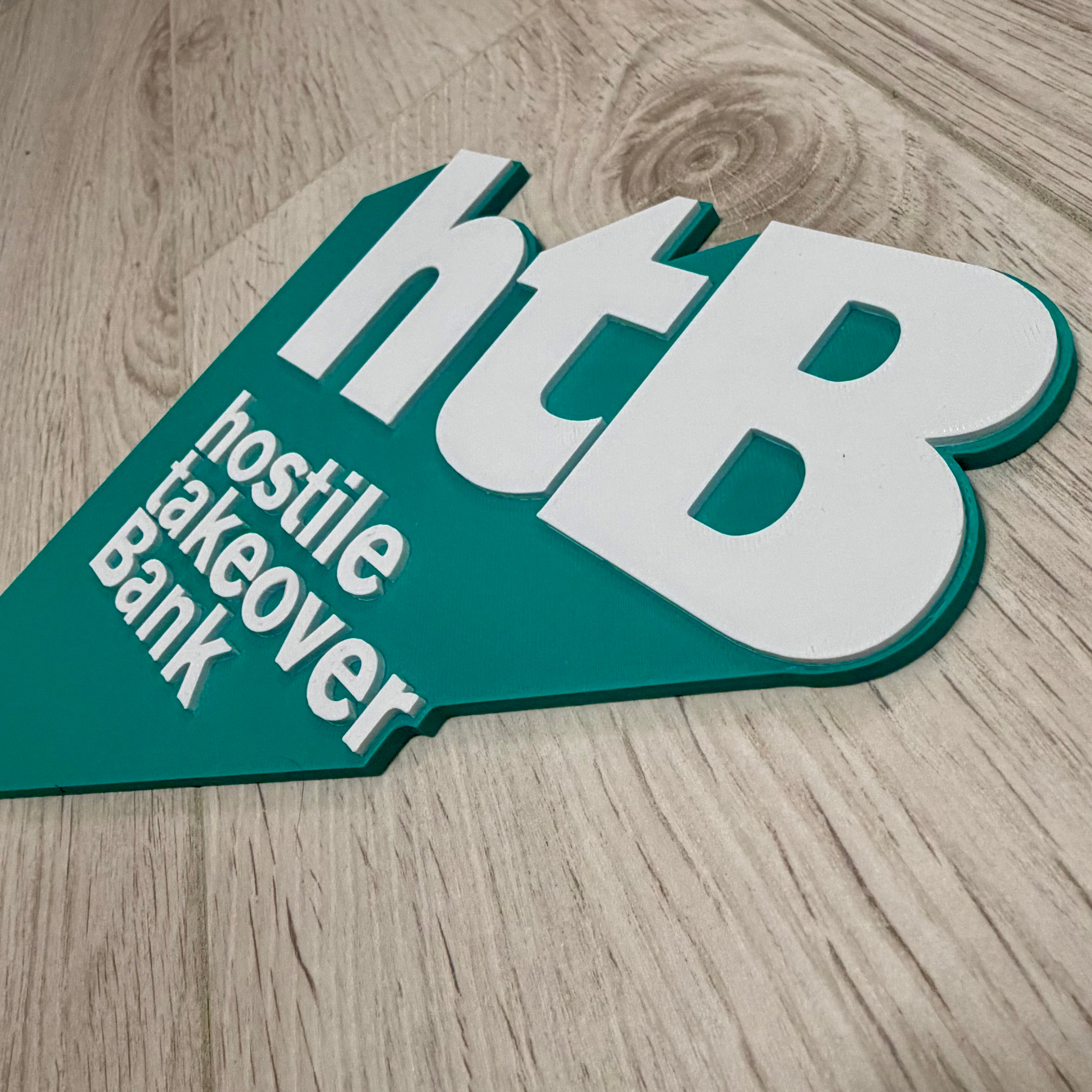 HTB Chick Hicks Hostile Takeover Bank Cars inspired sign close angled view