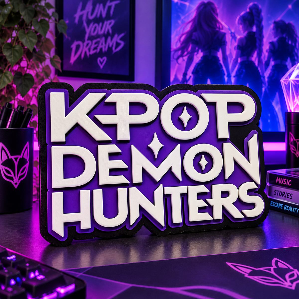 K-Pop Demon Hunters Logo Wall Sign themed promotional image