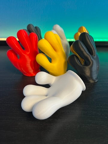 Mickey hand hook lying flat with colour options behind