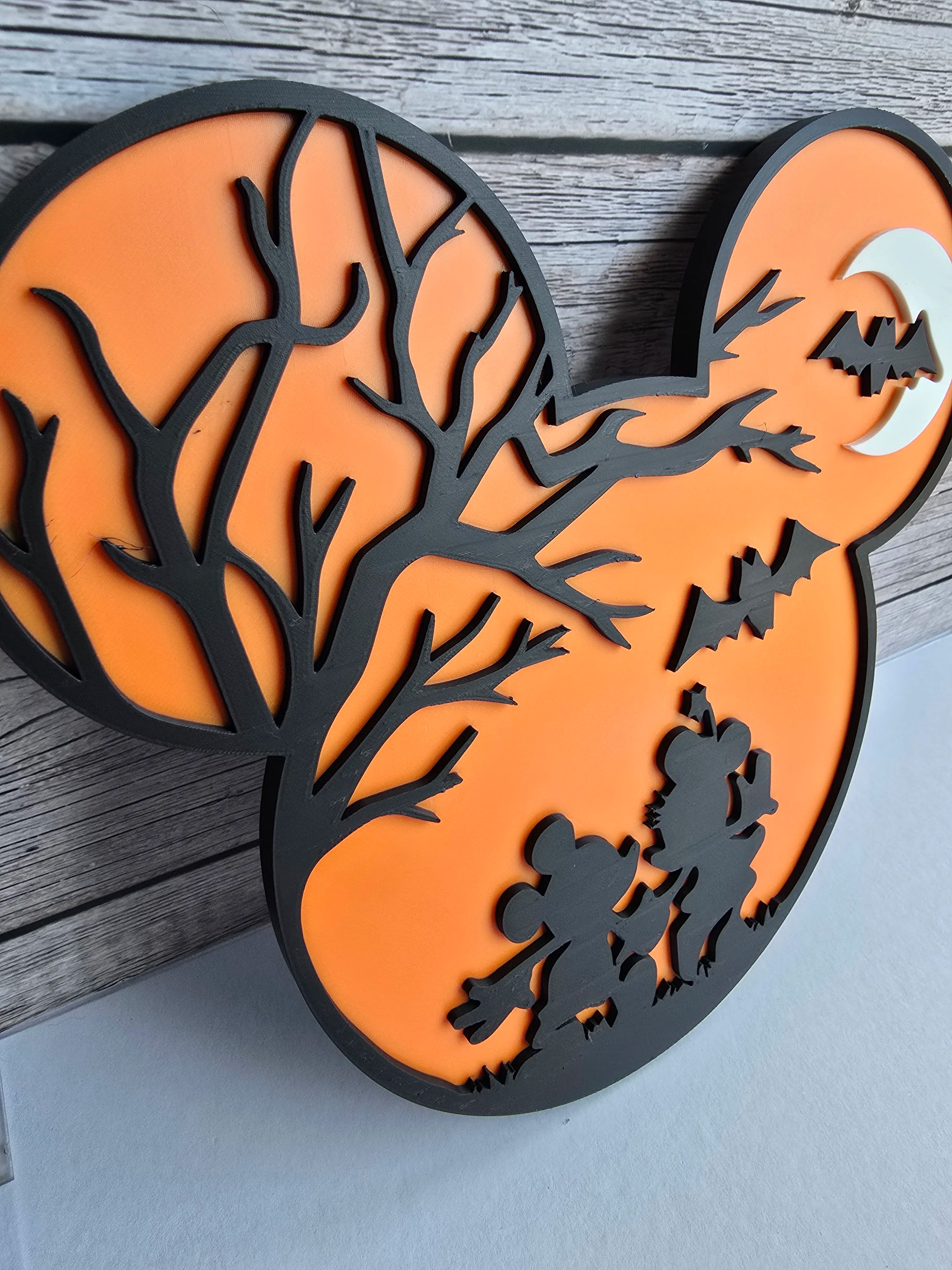 Mickey Mouse Halloween inspired 3D printed sign detail view