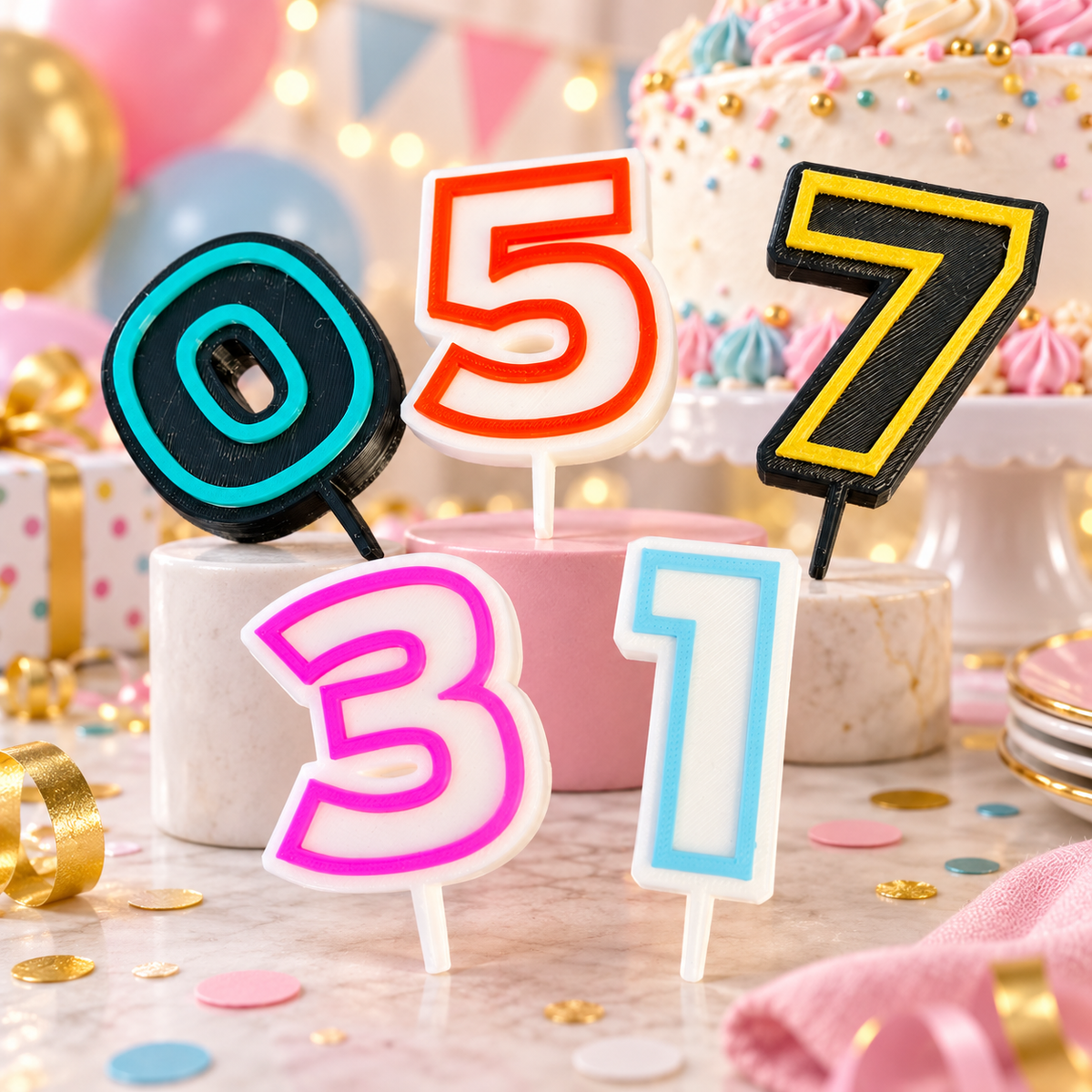 Number Candle Holder Cake Topper themed promotional image