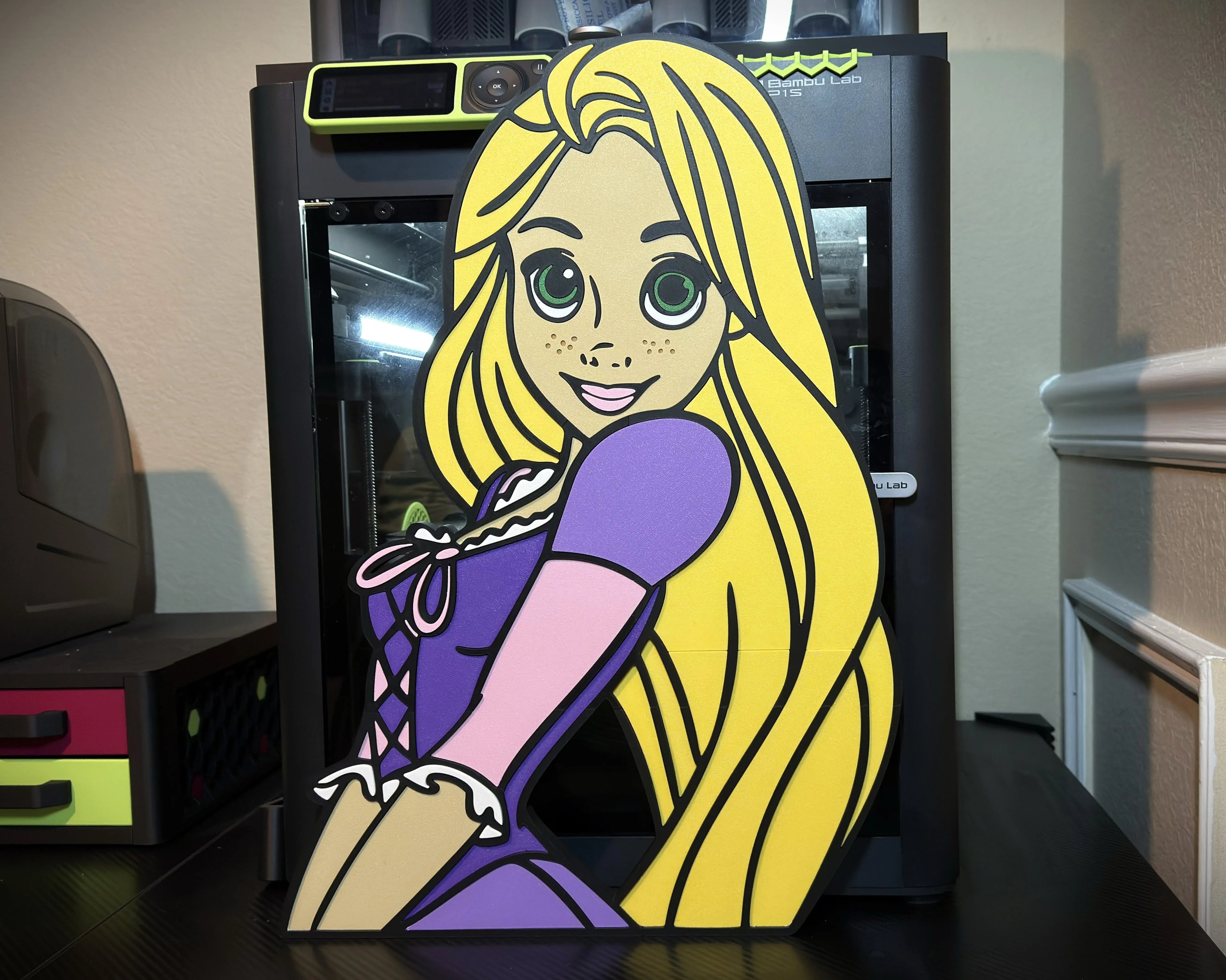 Tangled Rapunzel inspired 3D printed wall art