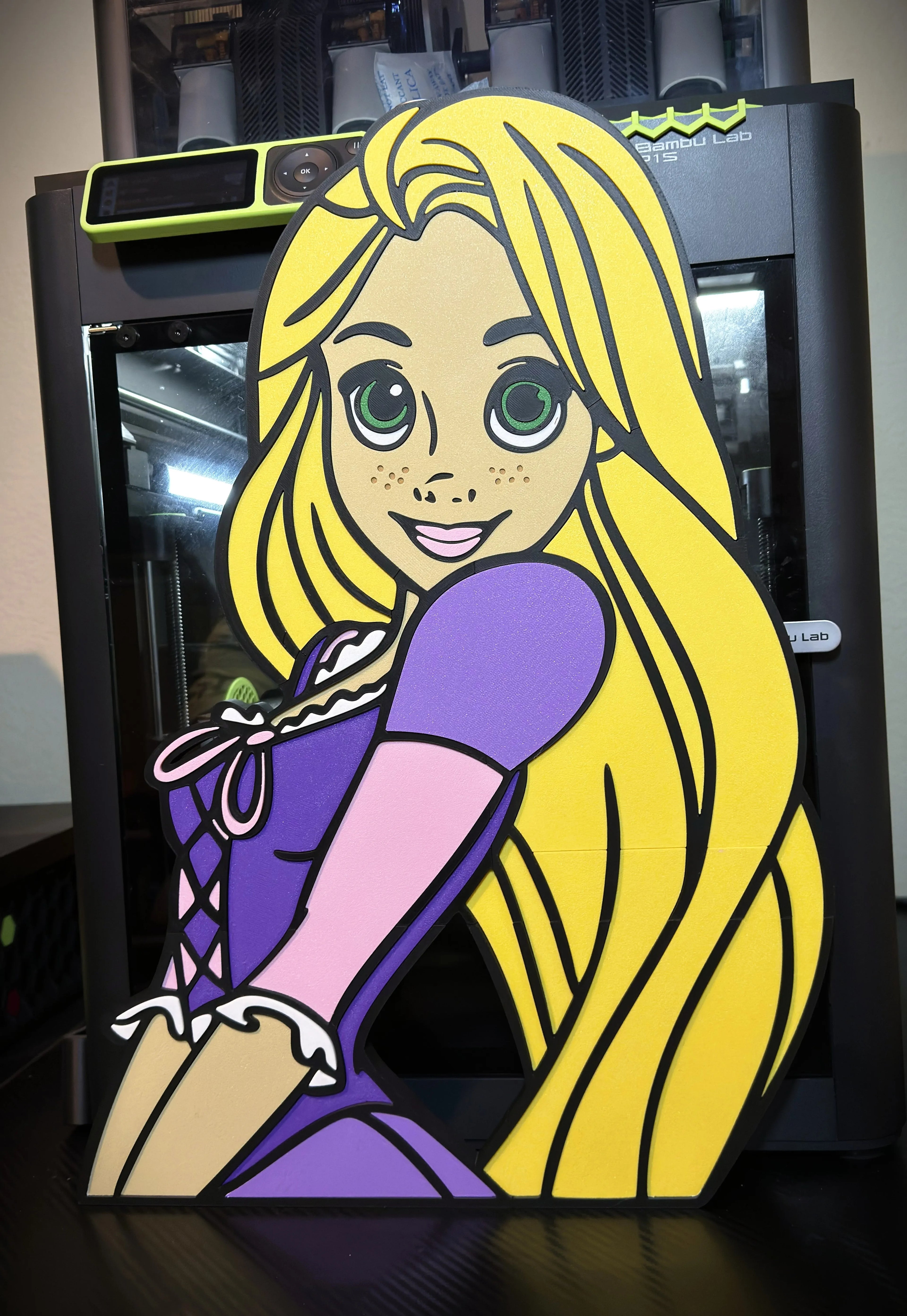 Tangled Rapunzel inspired 3D printed wall art alternate view